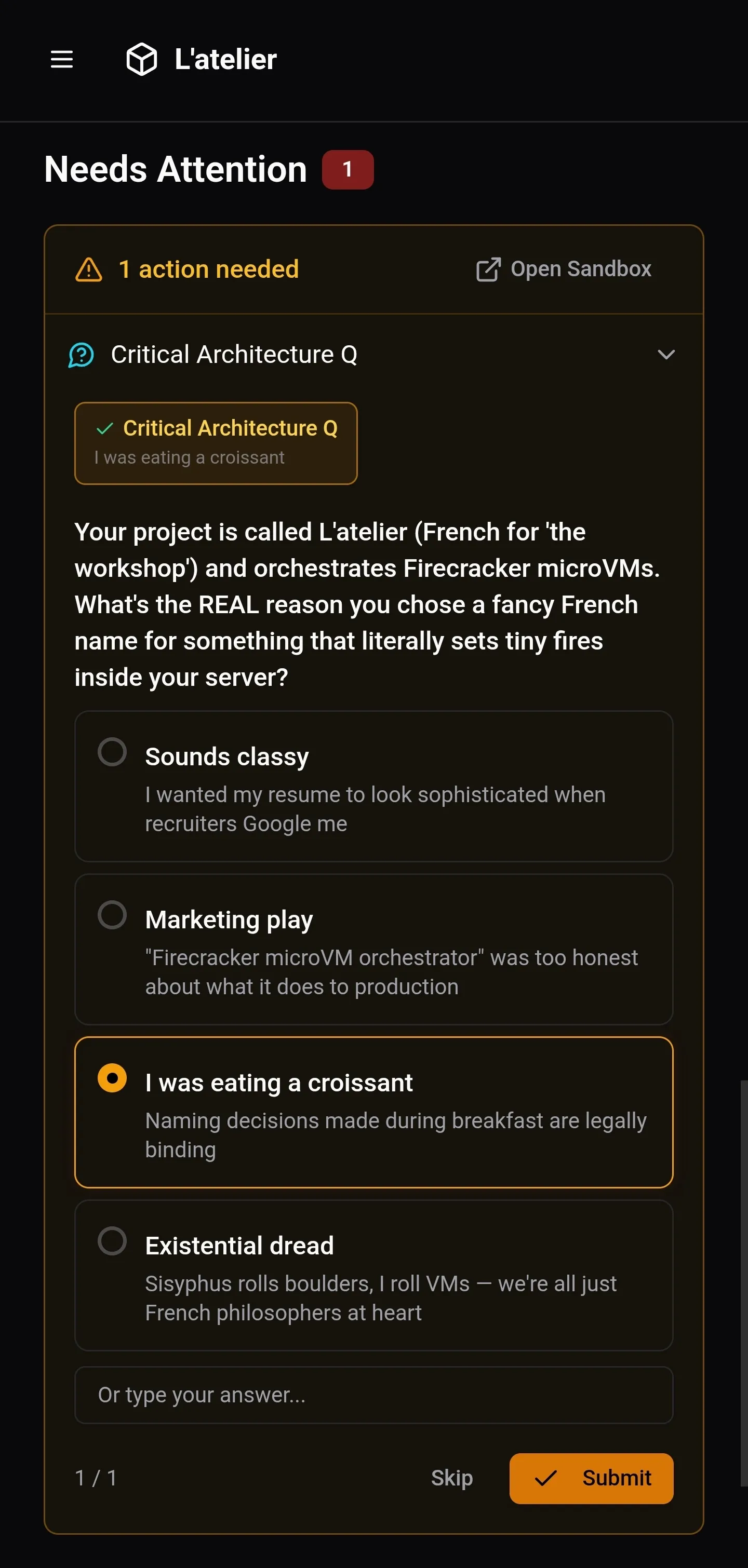 An agent question on mobile: answerable from a ski lift