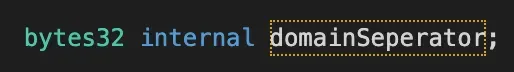 Contract variable that hold the domain separator
