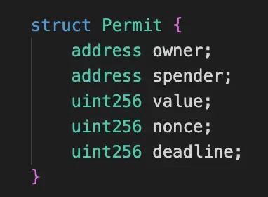 Permit signature format, following the ERC-2612